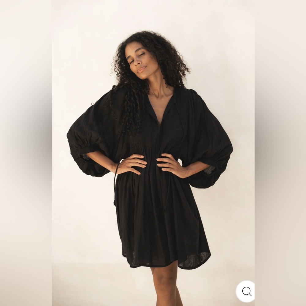 Daughters of India Kyra Mini Dress ~ Black Gauze. M